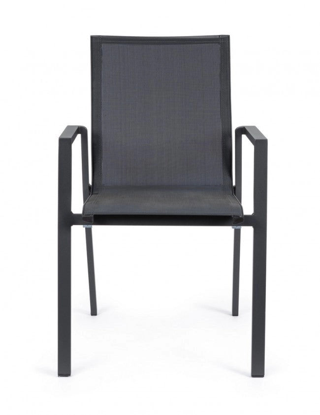 Set 4 Sedie da Giardino 56x61,5x88h cm con Braccioli Krion Antracite
