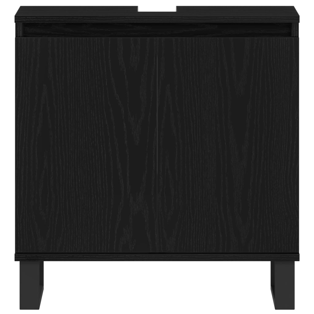 Mobile lavabo bagno  Nero Rovere 58x33x60 cm Legno ingegnerizzato
