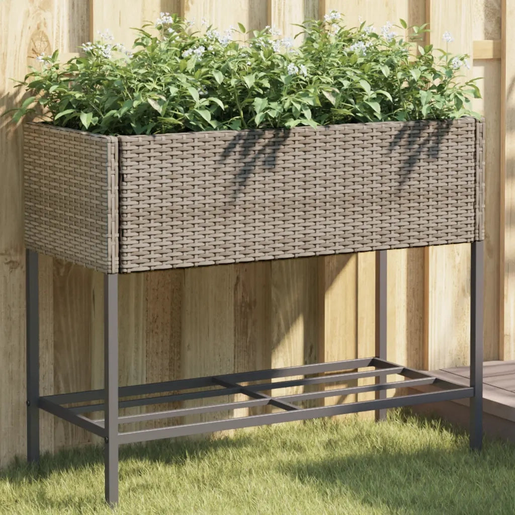 Fioriere Giardino con Ripiani 2pz Grigie 90x40x75cm Polyrattan 3210509