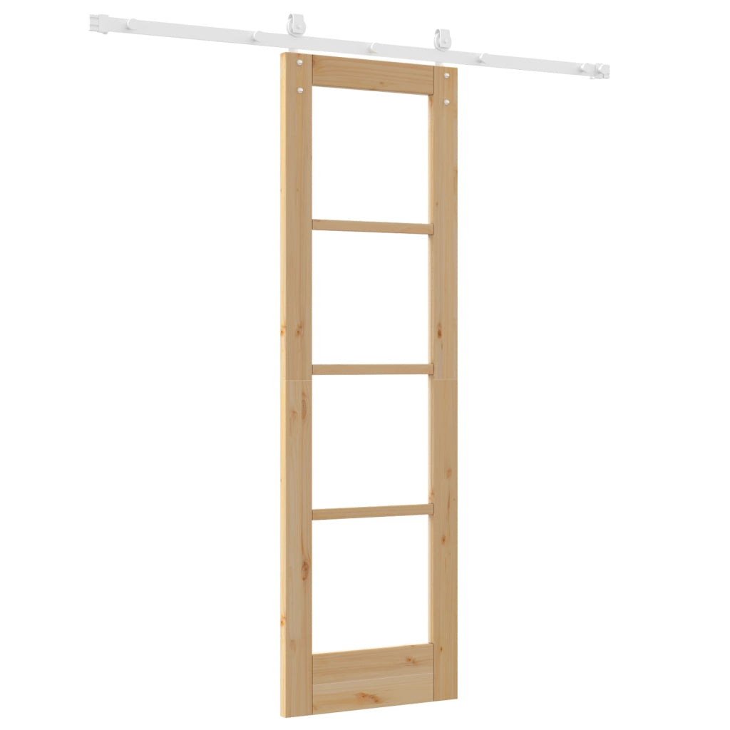 Set di porta scorrevole  con hardware 61x198.5 cm in legno massello di pino