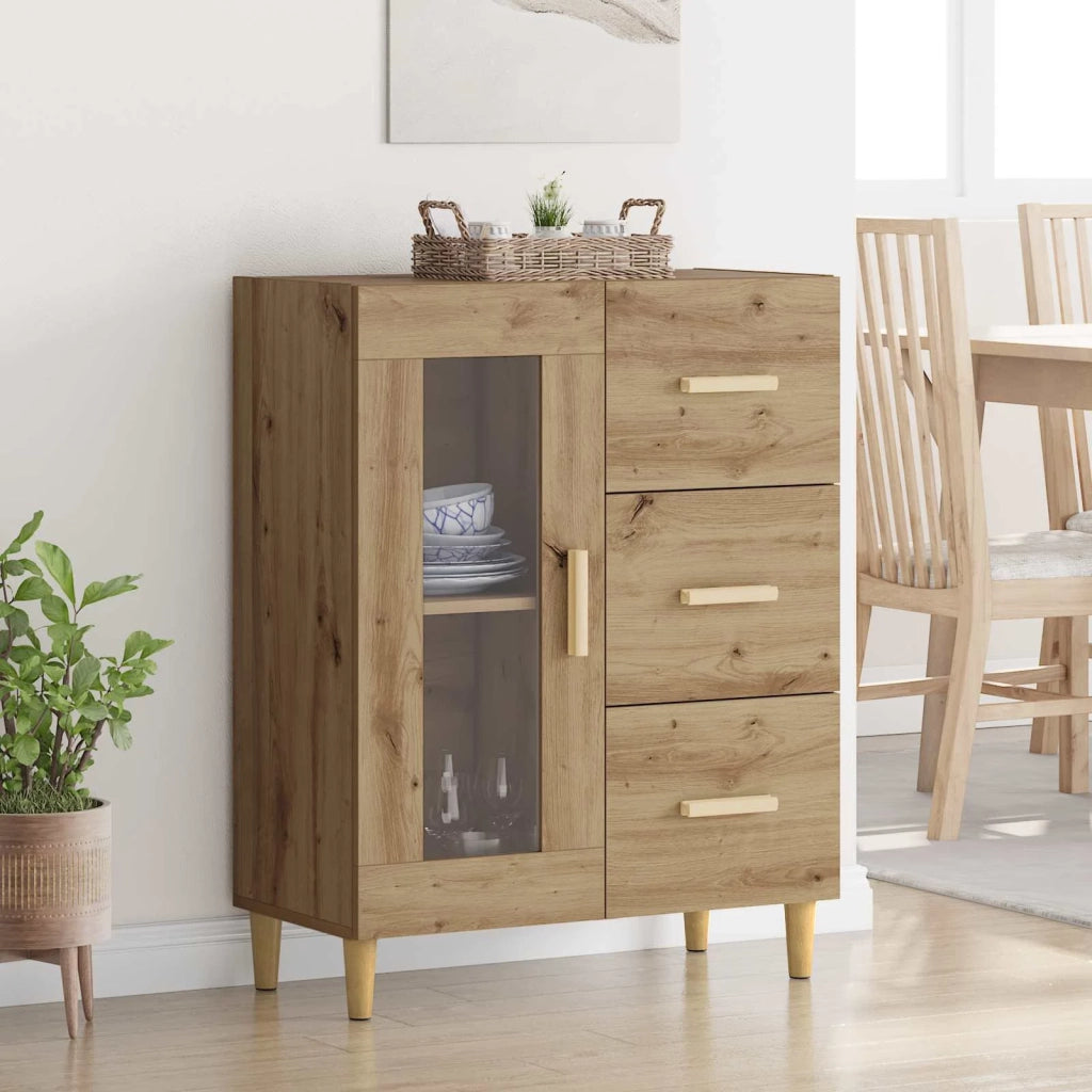 Credenza | Madia | Buffet da pranzo | Armadio da pranzo Rovere artigianale 69,5 x 34 x 90 cm Legno multistrato