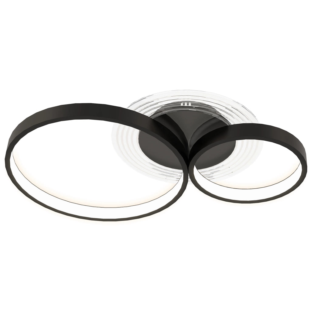 Plafoniera LED Moderna a 3 Anelli 59x8x7,4 cm Potenza 40W in Alluminio e Acrilico Nero