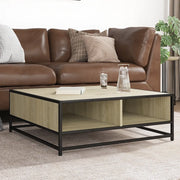 Tavolino-Tavolino da soggiorno-Tavolo Rovere Sonoma 80x80x30 cm in Truciolato e Metallo