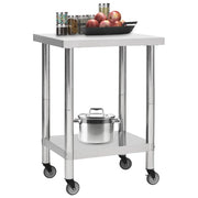 Tavolo da Lavoro Cucina con Ruote 60x45x85 cm in Acciaio Inox CFW8680506
