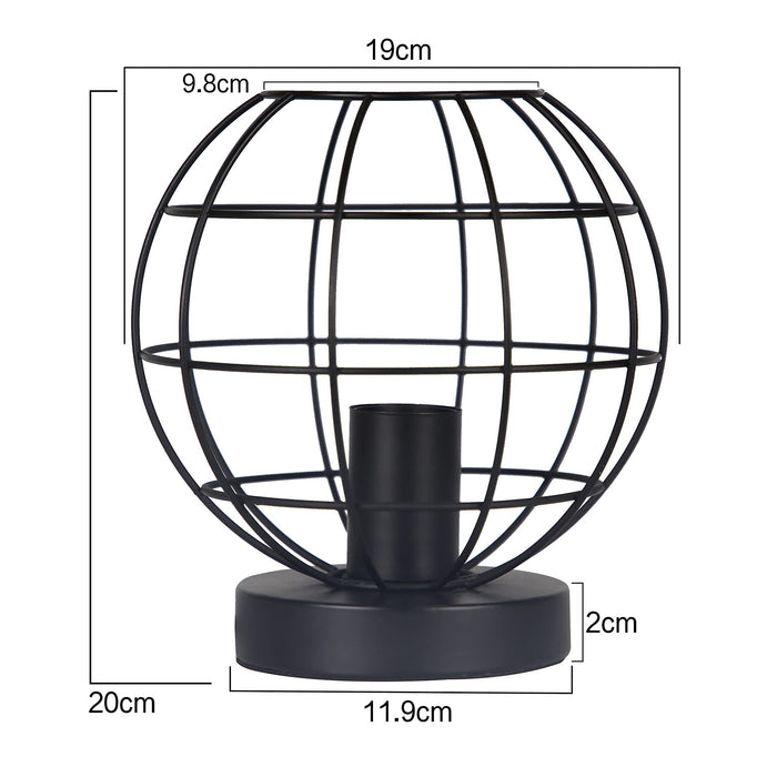 ZMH Lampada da tavolo retrò nera industriale metallo comodino E27 decorazione senza lampadina