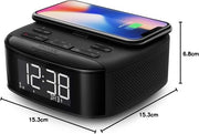 R7705/10 Radio DAB+/FM (Bluetooth Doppio allarme Timer di sonno Sincronizzazione oraria Automatica Batteria di riserva Ricarica wireless del telefono cellulare)