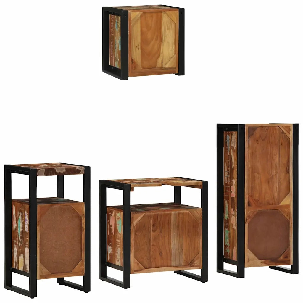 vidaXL Set di mobili per il bagno 4 pcs Legno massello riciclato
