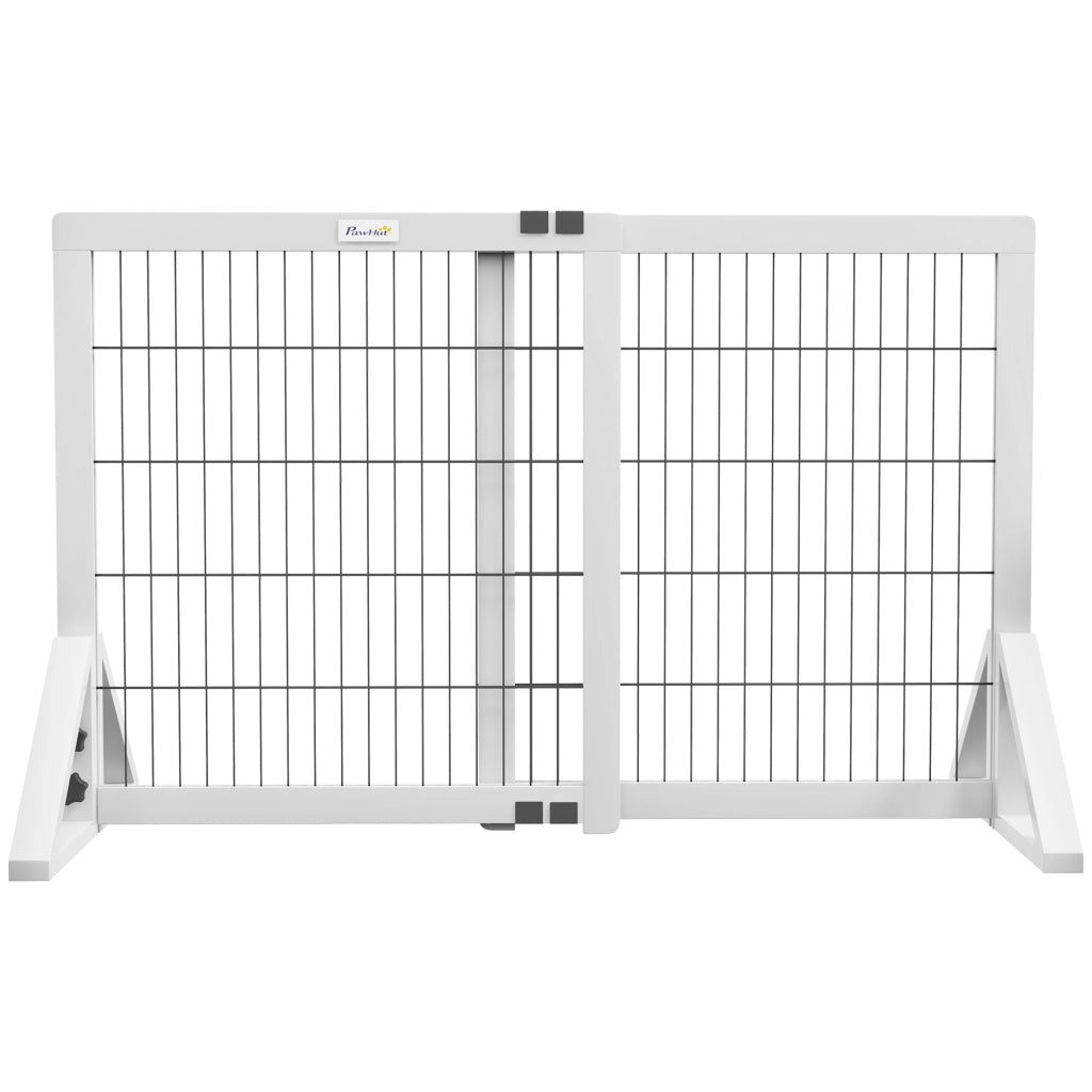 Barriera per cani 2 pannelli regolabile ¨C zephmum ¨C legno acciaio bianco 63-106 cm