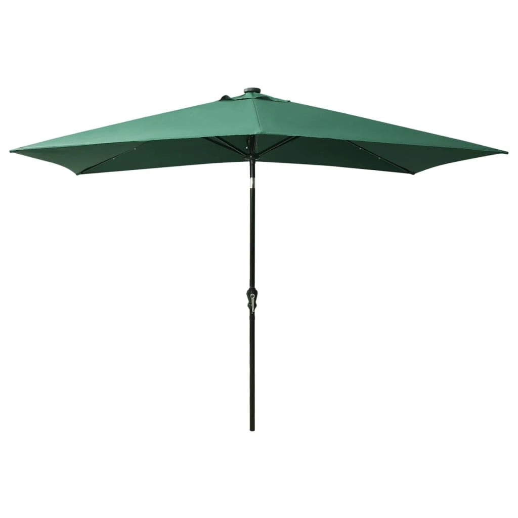 Ombrellone con LED e palo in acciaio verde 2 x 3 m 02_0008073