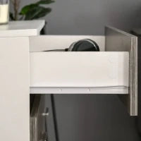 Cassettiera Camera da Letto, Comò Camera da Letto con 4 Cassetti con Maniglie in Alluminio e Struttura in Legno, per Soggiorno e Sala da Pranzo, 76x35x72cm, Bianco e Grigio