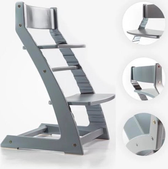 Seggiolone per bambino di età prescolare - Seggiolone in legno per bambino di età prescolare - 50D x 45B x 80H cm - Grigio