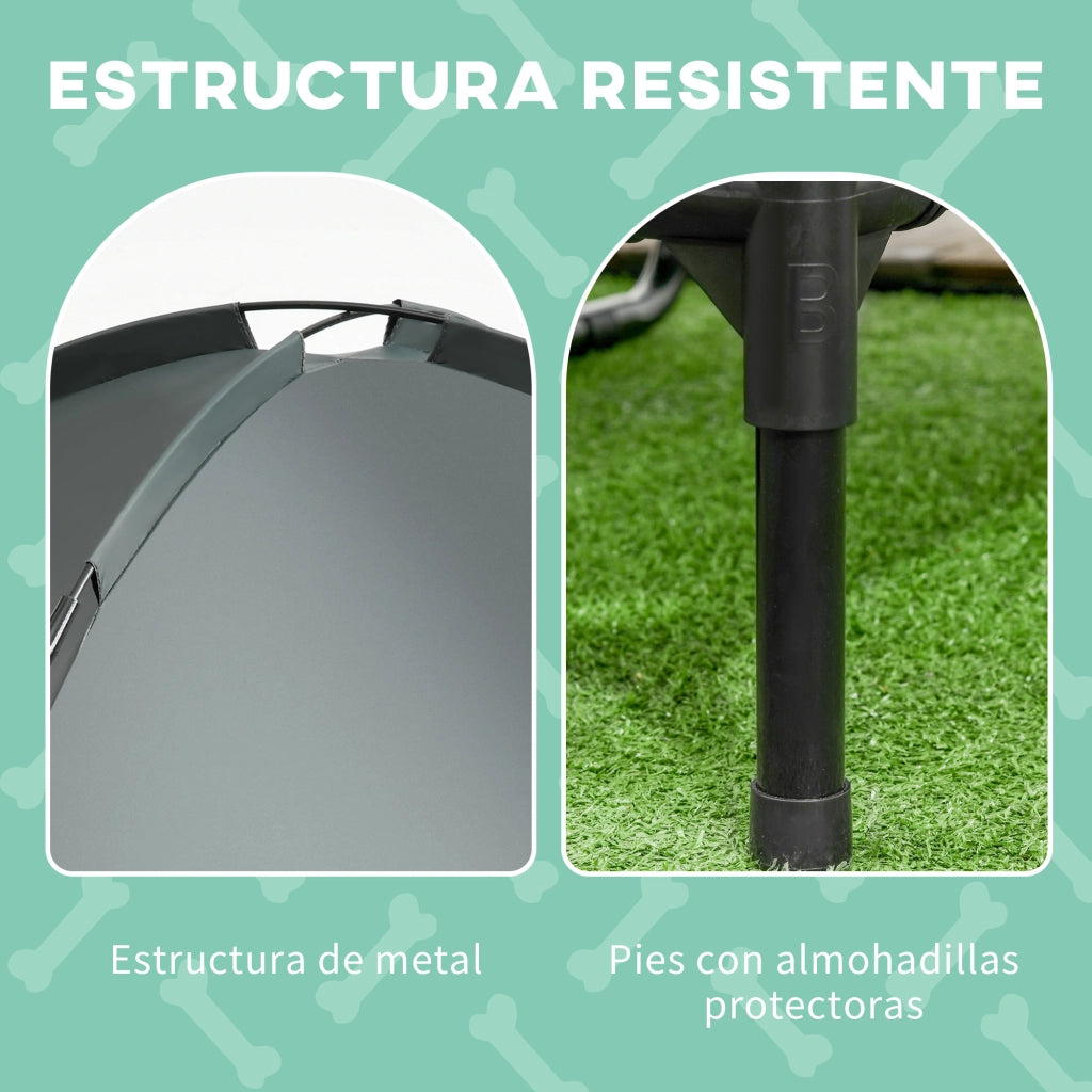 Letto per Cani Portatile con Tenda ¨C zephmum ¨C Grigio 76x61x73 cm