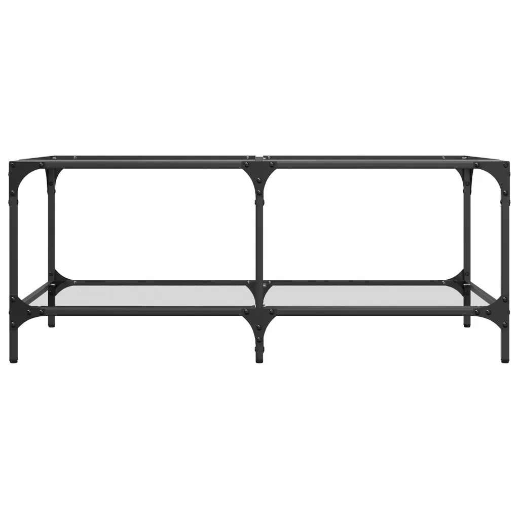 Tavolini con Piano Vetro Trasparente 2 pz 98,5x50x40 cm Acciaio