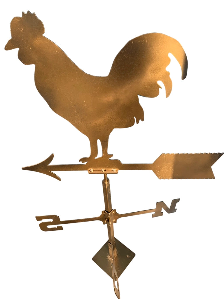 Banderuola segnavento da giardino a forma di galletto con punti cardinali in ferro 83x45 cm