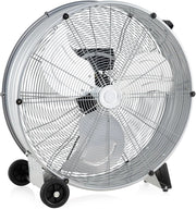 Ventilatore da Terra Industriale a 3 Velocità con Pale in Alluminio, Ventilatore a Piantana Potente ad Alta Velocità su Ruote in Gomma, 180W Max, 65x37x67 cm (Argento)