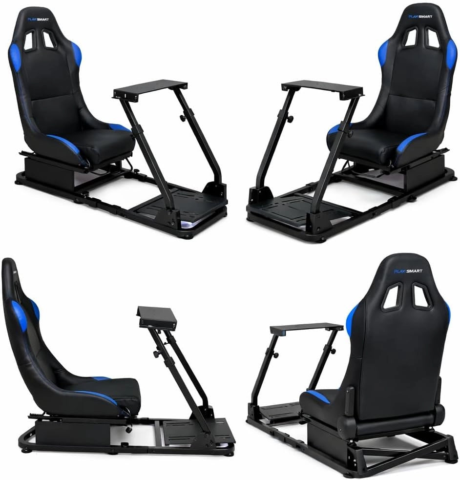 EGOTECH Smart Racing Seat Simulatore di guida con seduta incorporata, Pieghevole Postazione Simulatore Guida Supporto da Corsa Racing Regolabile Cabina di Guida