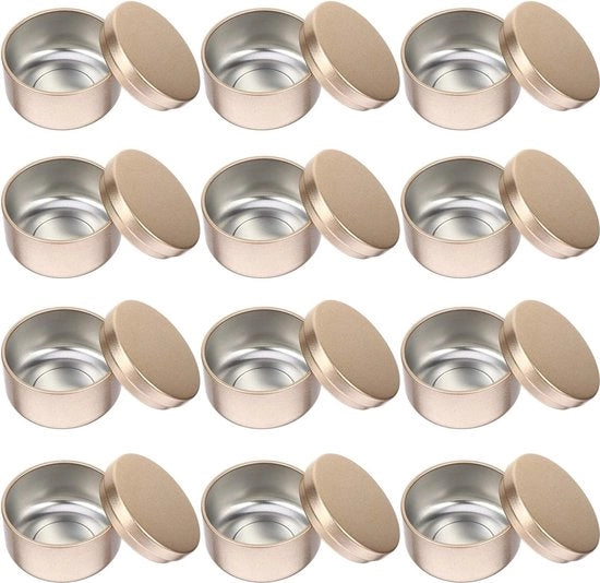 Kit per candele in metallo, 12 contenitori in alluminio, contenitori vuoti per candele, contenitori per erbe con coperchio per candele artigianali, contenitore per conservazione erbe per candele