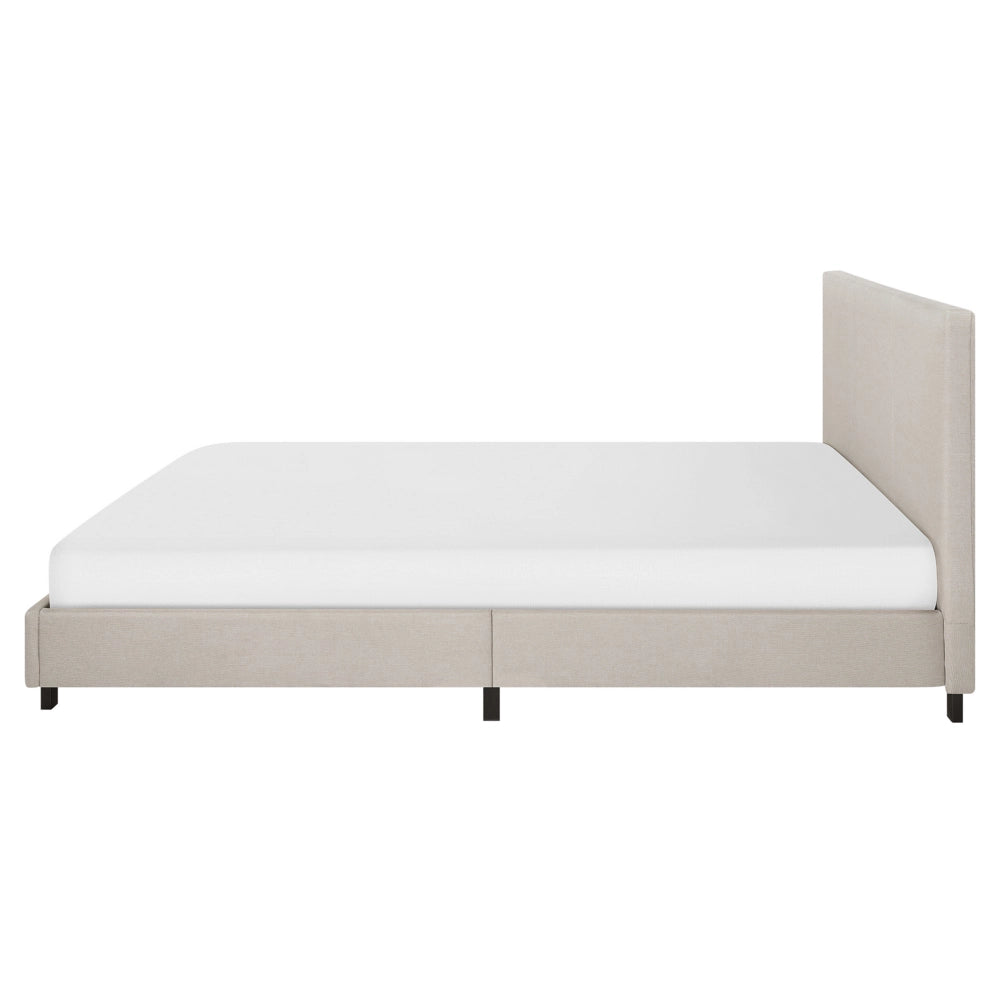 Letto a doghe Tessuto in poliestere beige imbottito 160 x 200 cm Design moderno