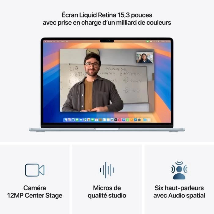 Apple - 15.3 MacBook Air M4 (2025) - 16 GB di RAM - 512 GB di spazio di archiviazione - CPU a 10 core - GPU a 10 core - Azzurro cielo