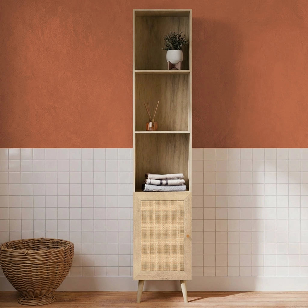 Armadio portaoggetti per il bagno, marrone naturale