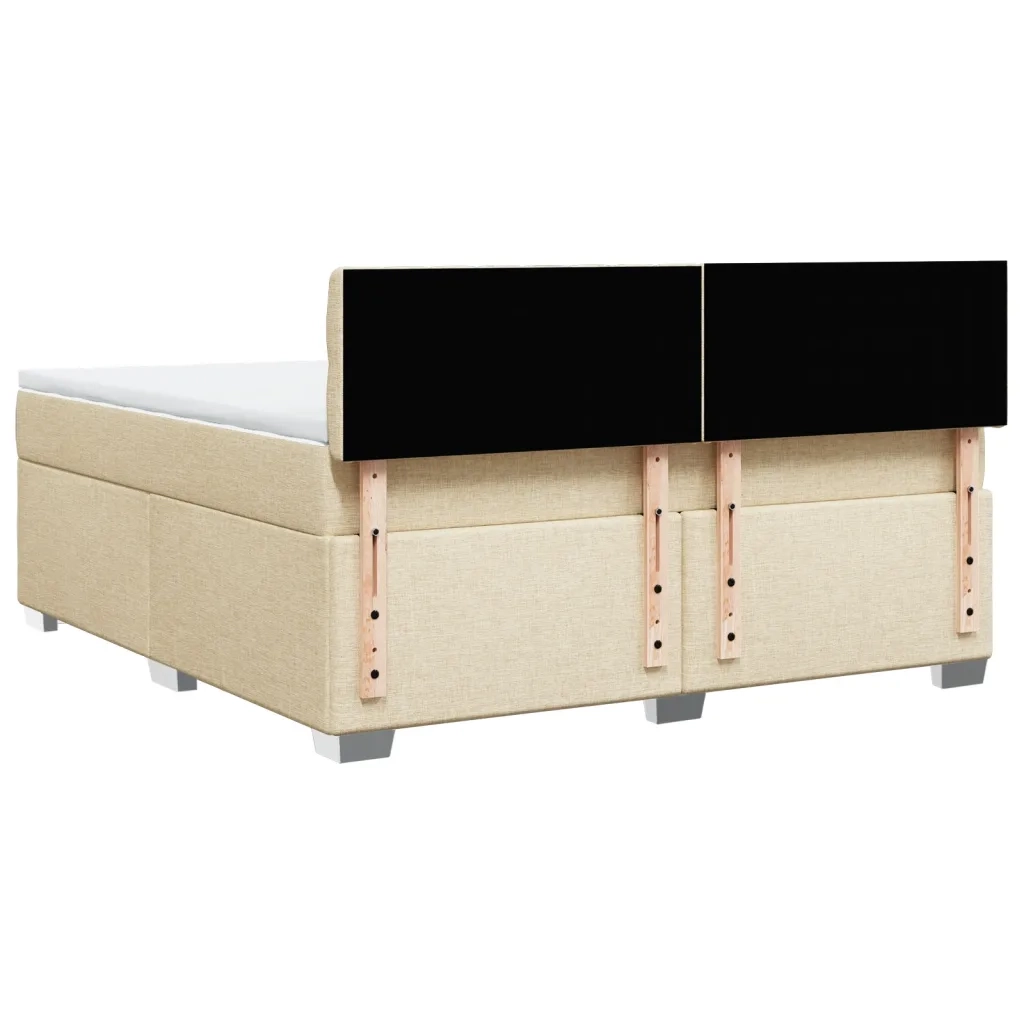 Giroletto a Molle con Materasso Crema 180x200 cm in Tessuto