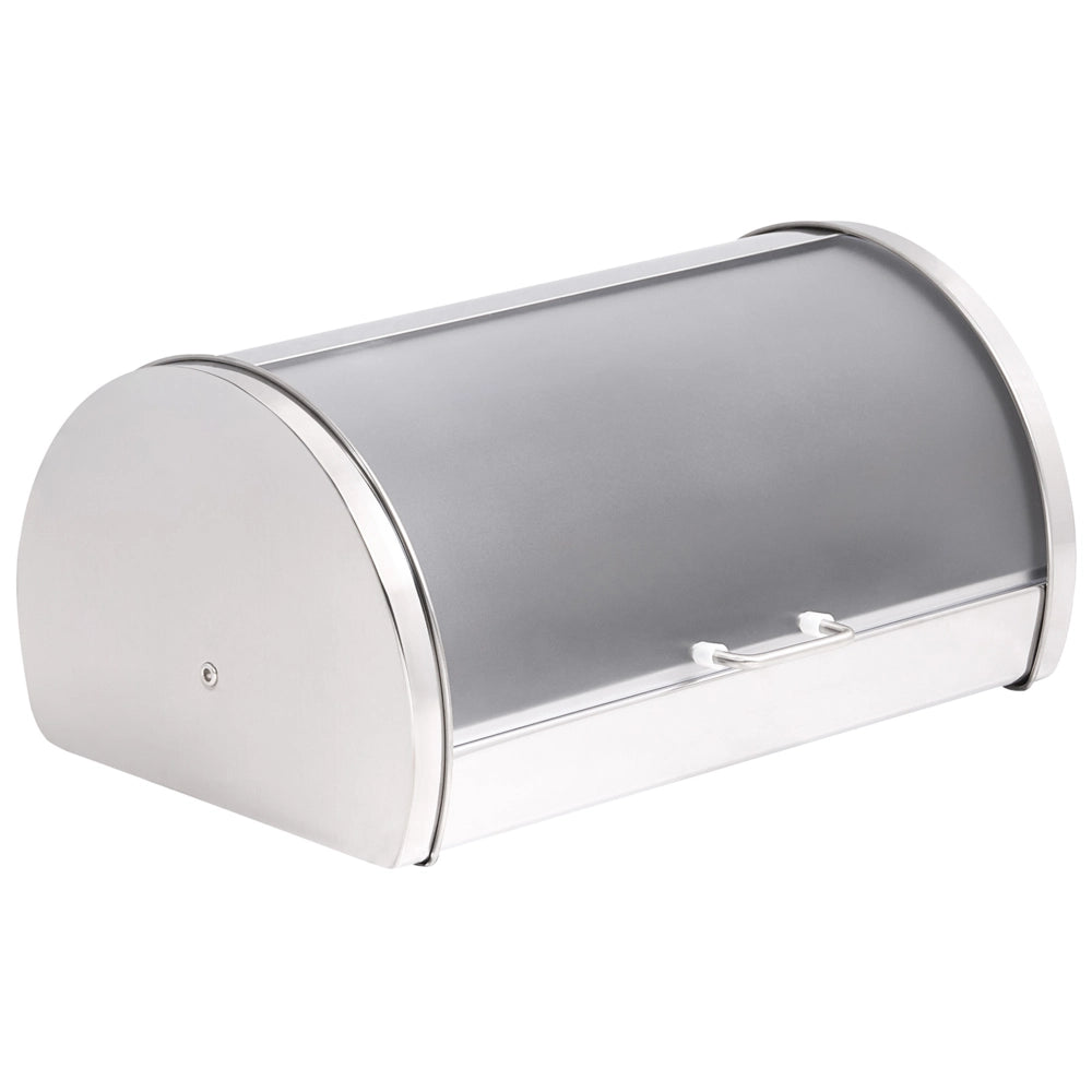 Contenitore per il pane in acciaio inossidabile argento 38 x 26 x 19 cm decorativo con coperchio avvolgibile Cucina moderna