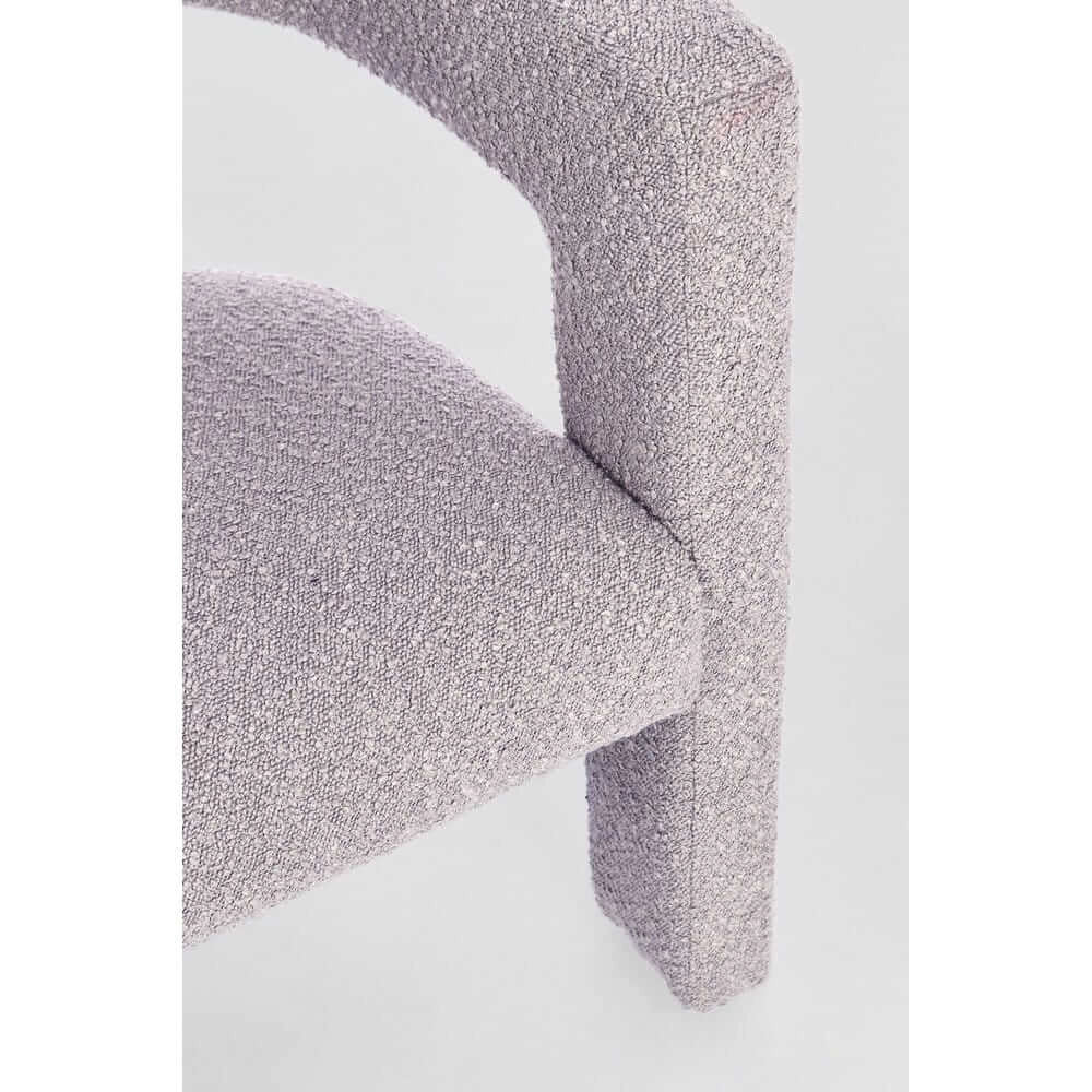 Sedia con Braccioli Imbottita in Tessuto Bouclé Avorio - ISABELLA