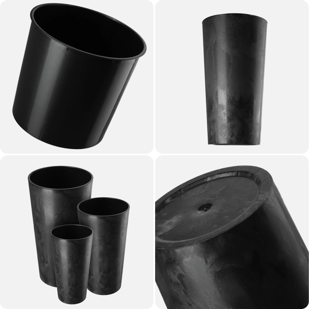 Vaso da fiori KADAX 47 cm con coperchio e inserto, vaso da fiori in plastica nero