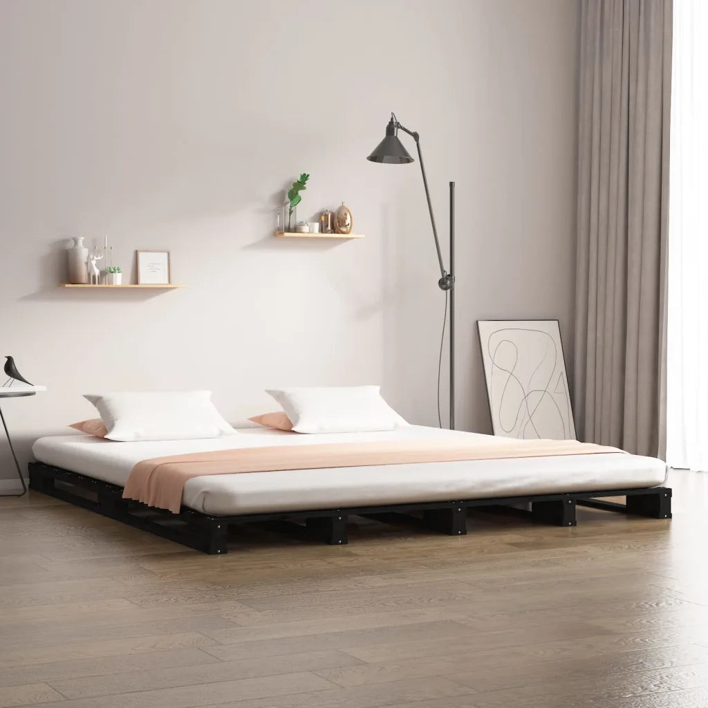 Letto a Pallet Nero 120x190 cm Small Double Legno di Pino 821431