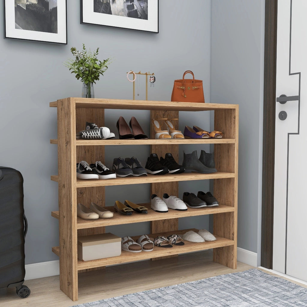 Mobile Portascarpe Offida, Scarpiera 16 Paia, 76x31x72h cm Marrone Rovere Nodi