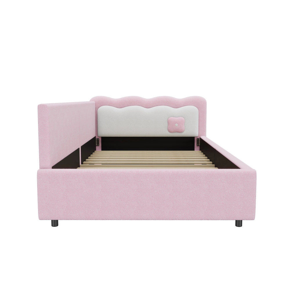 Letto 90x200 cm con illuminazione LED e testiera colour blocking rosa