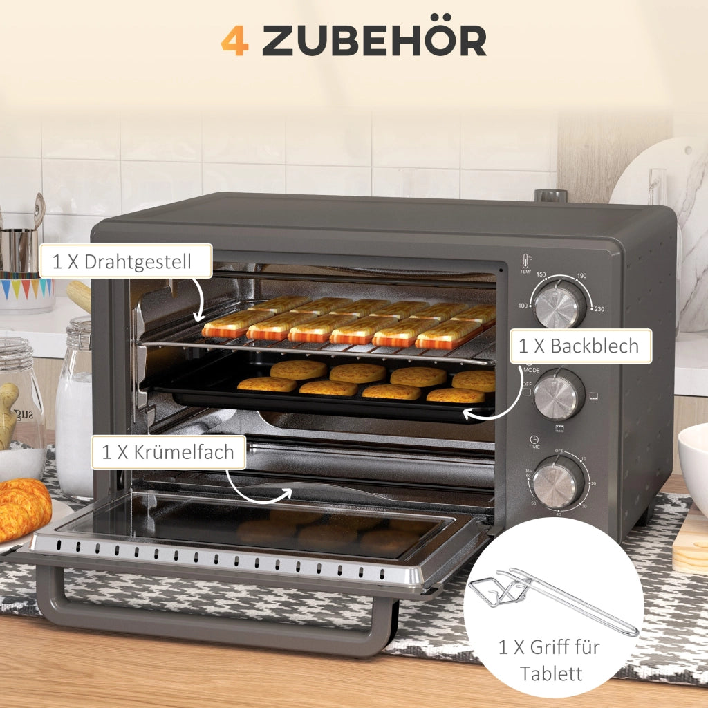 Forno elettrico 21L ¨C Xylo ¨C 3 modalit¨¤ di cottura, 100-230¡ãC, acciaio inox grigio