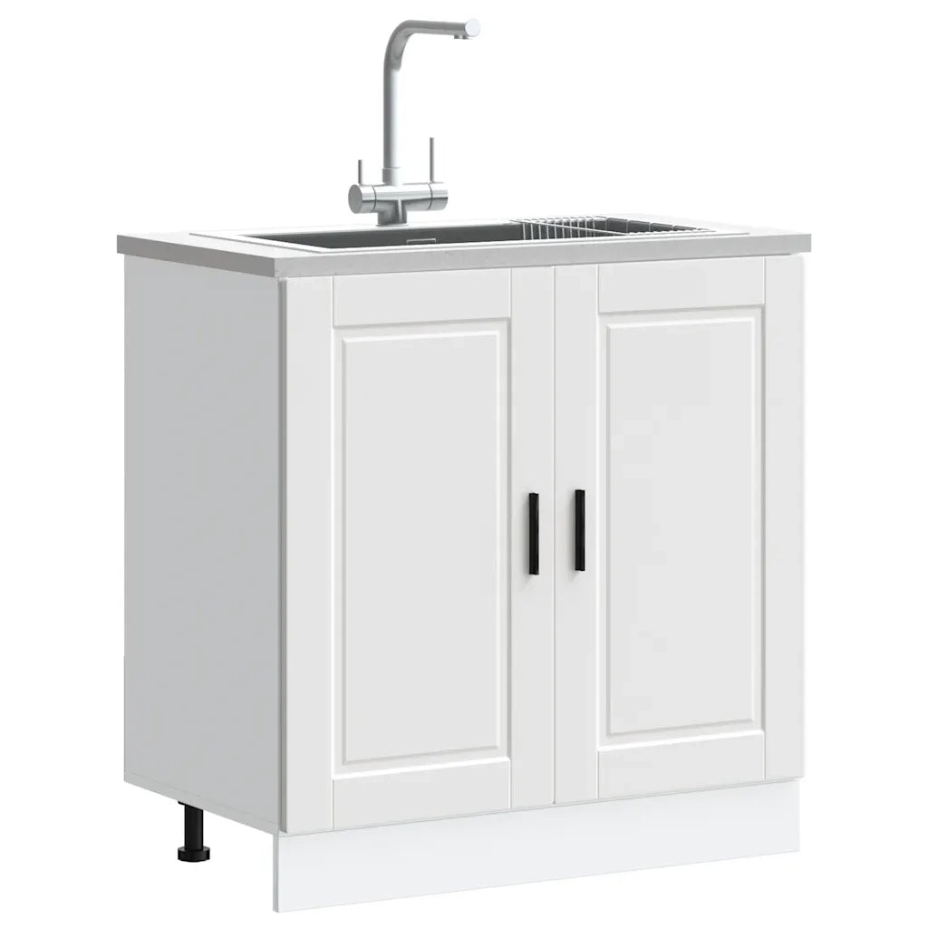 vidaXL Mobile base lavello Porto Bianco 80x46x81,5cm Legno Multistrato