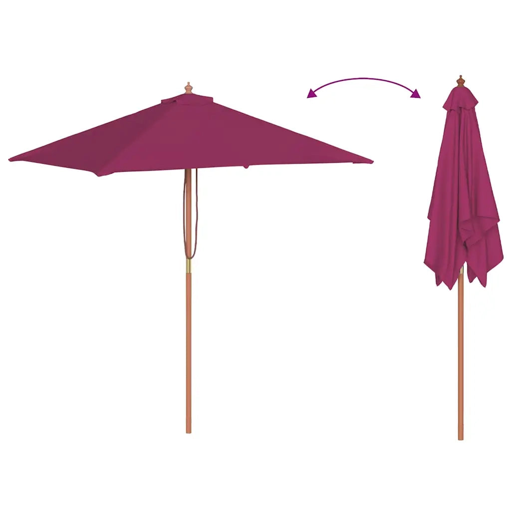 Ombrellone da Esterni con Palo in Legno 150x200 cm Rosso BordÃ²