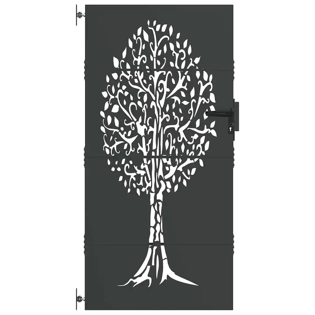vidaXL Cancello da giardino, Cancello da Giardino 85x75 cm Design Albero in Acciaio Corten