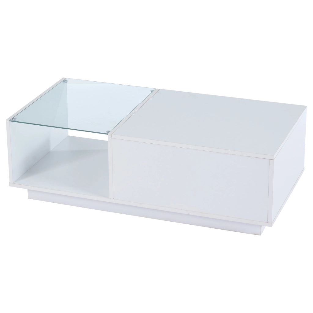 Tavolino da caff¨¨ LED - Zephmum - 50x100x(33-46.5)cm - Lucido - Altezza regolabile, vano nascosto