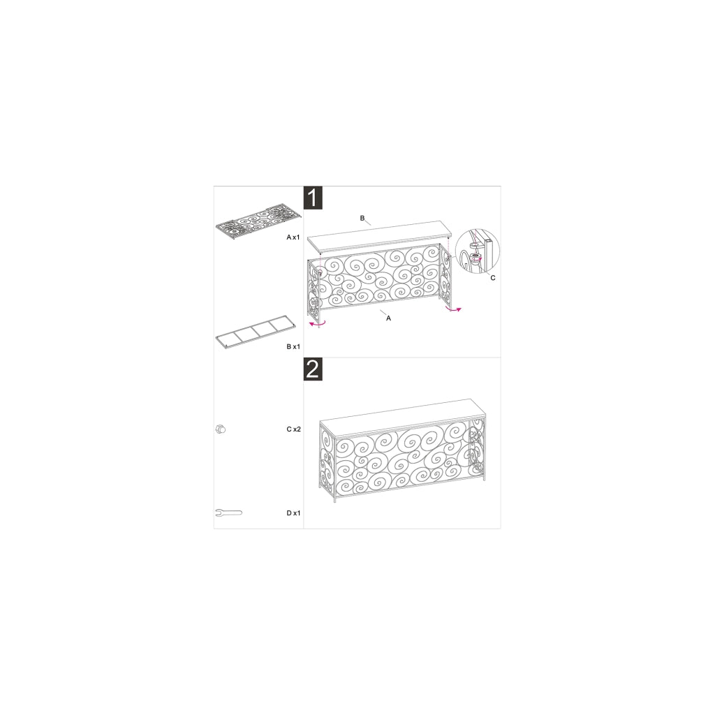 Goris, Consolle un Ripiano, 140x36x82h cm Bianco