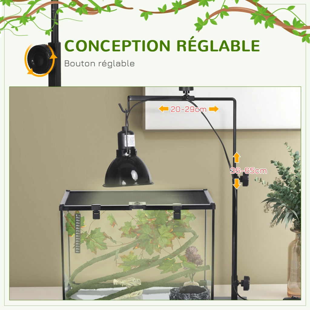 Lampada Riscaldante per Rettili Regolabile - Zephmum - Nero Acciaio 32x9x67 cm
