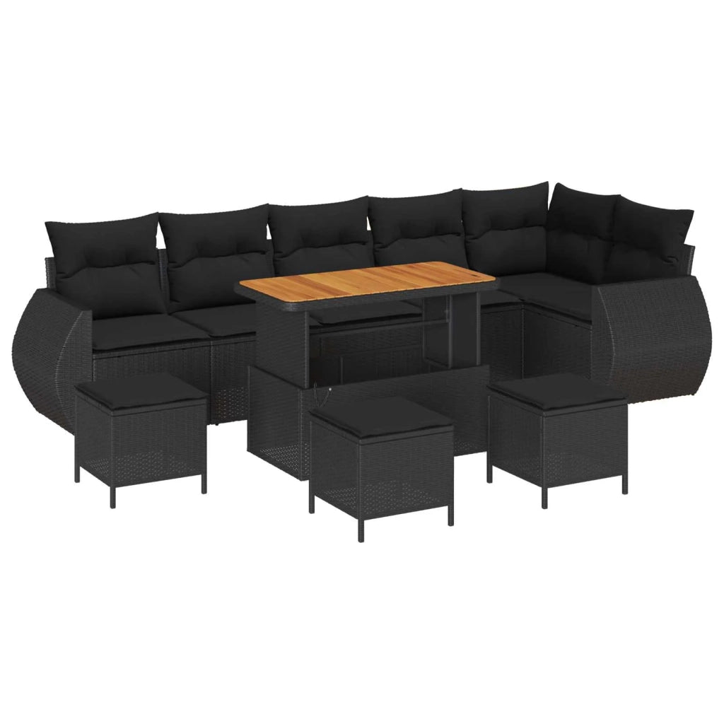 Set Divano da Giardino 10 pcs Nero Rattan in Polipropilene 3363849