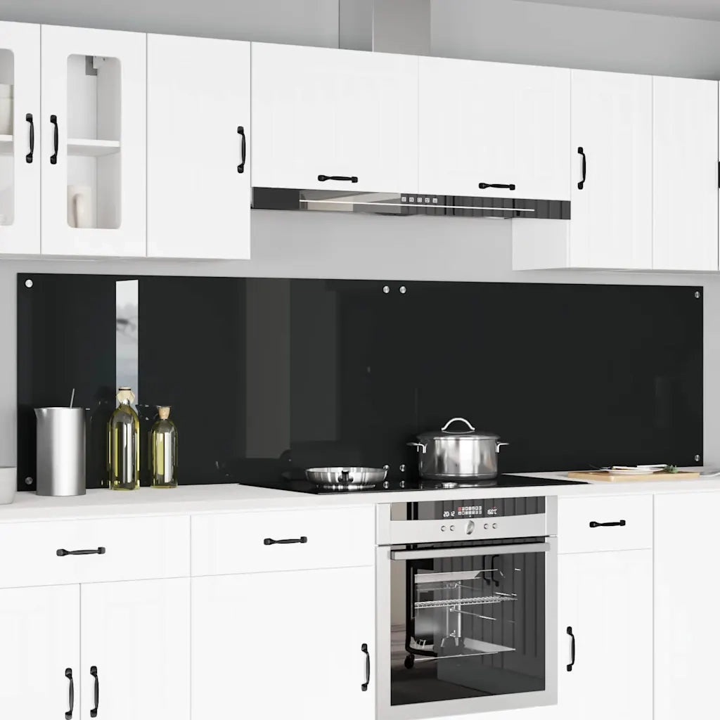Schienale da cucina 2 pcs Nero 120 x 60 cm vetro temperato 3415499