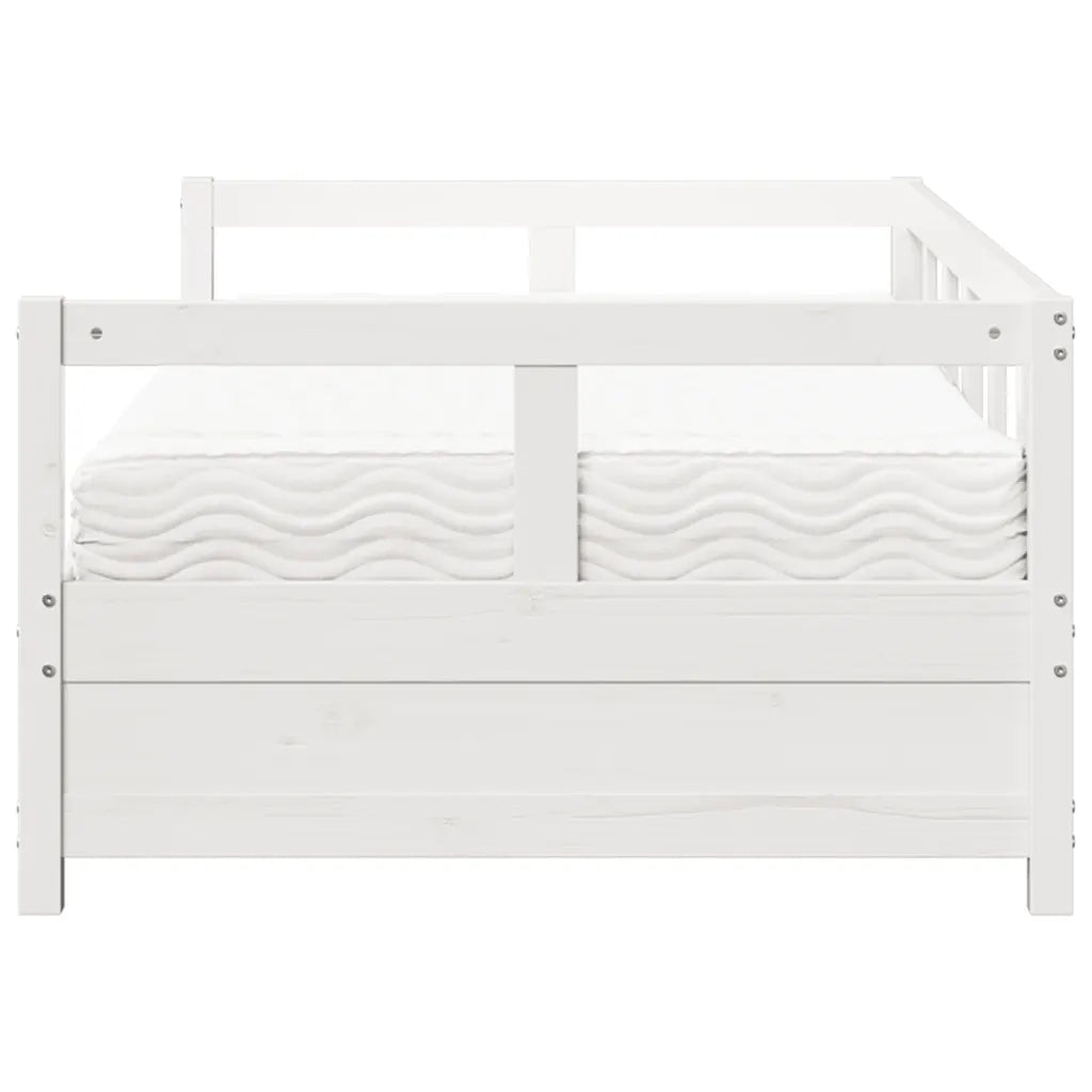 Dormeuse con Materasso Bianca 90x200 cm Legno Massello Pino