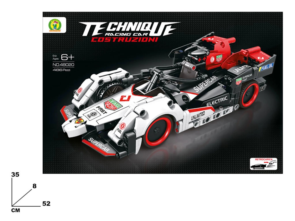 Costruzione Auto da Corsa Super Car Tecnica 486 Pezzi Bianco e Rosso