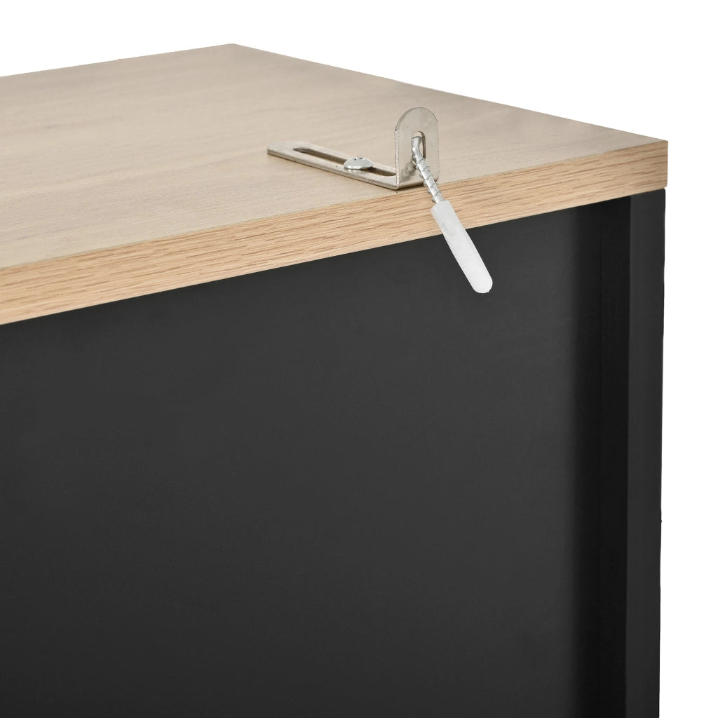 Armadio alto da cucina con vetrina e pannello forato 103,5x40x180 cm nero