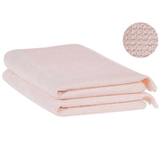 Set di 2 asciugamani bagno in spugna di cotone rosa pastello con nappe decorative