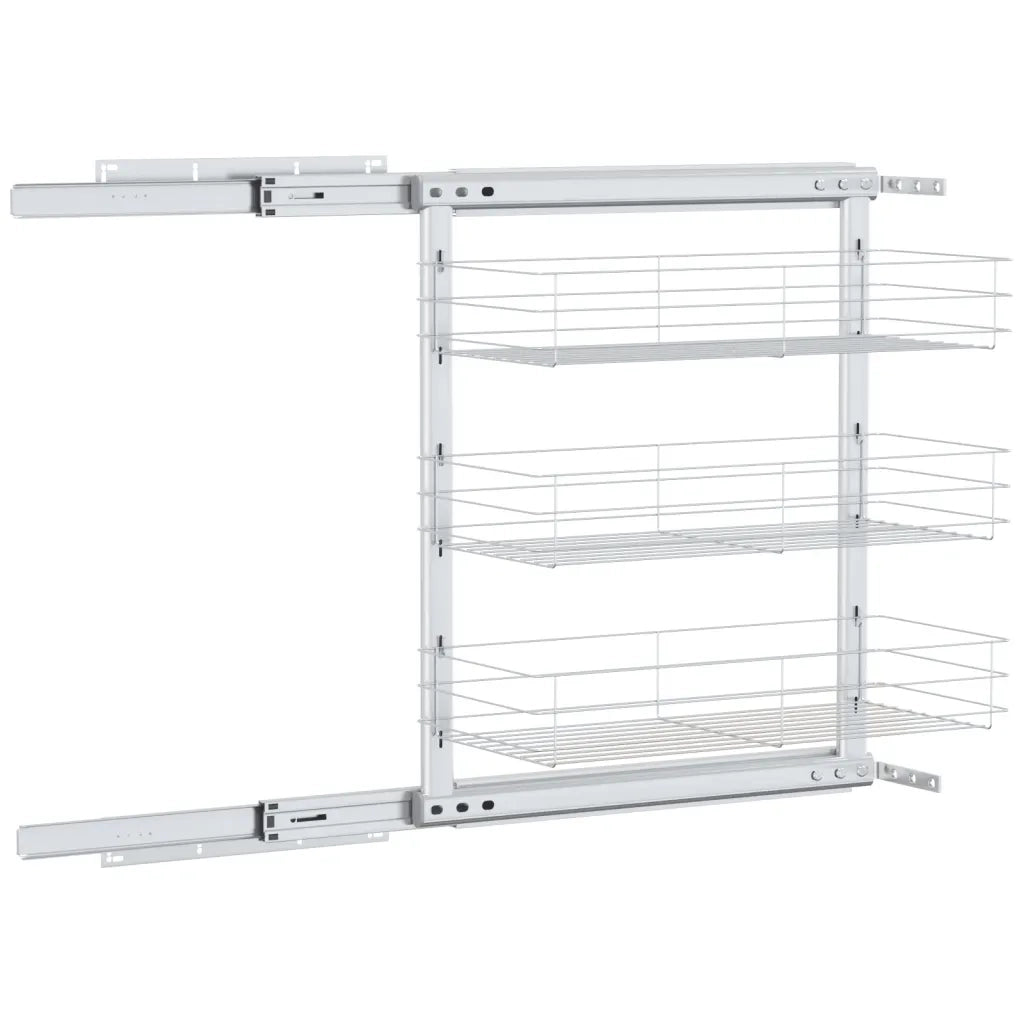 Cestino da Cucina in Rete a 3 Livelli Argento 47x25x56 cm 50969