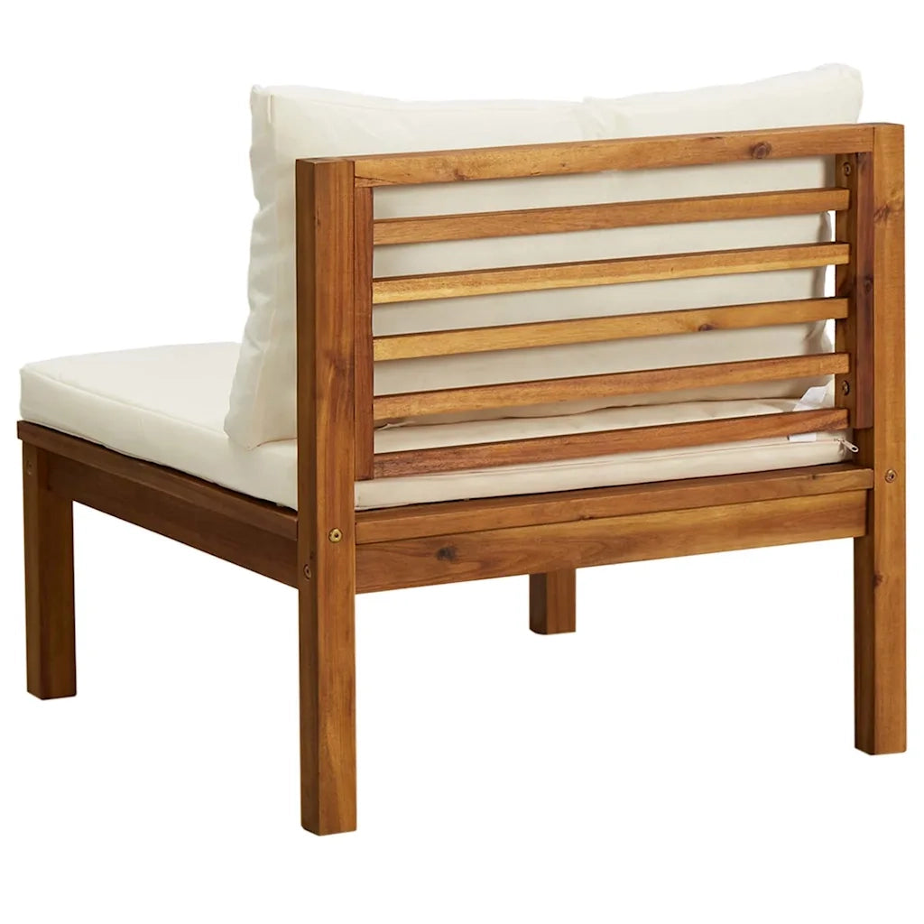 Salotto da Giardino-Set Divani da Giardino 2pz Cuscini Bianco Crema Massello Acacia