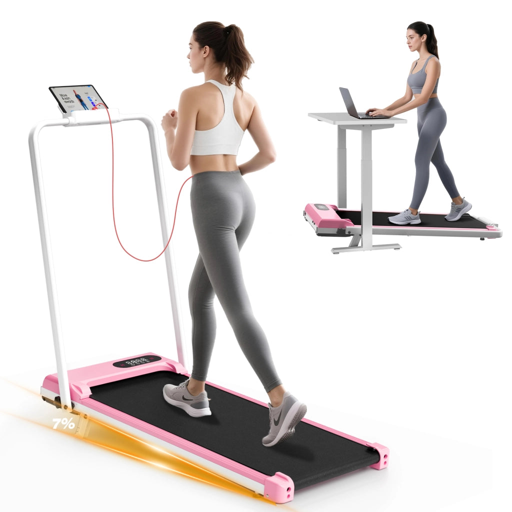 Tapis roulant, inclinazione del 7%, tapis roulant elettrico pieghevole 3 in 1, 2,5 CV, 8 km/h, telecomando, compatto e portatile