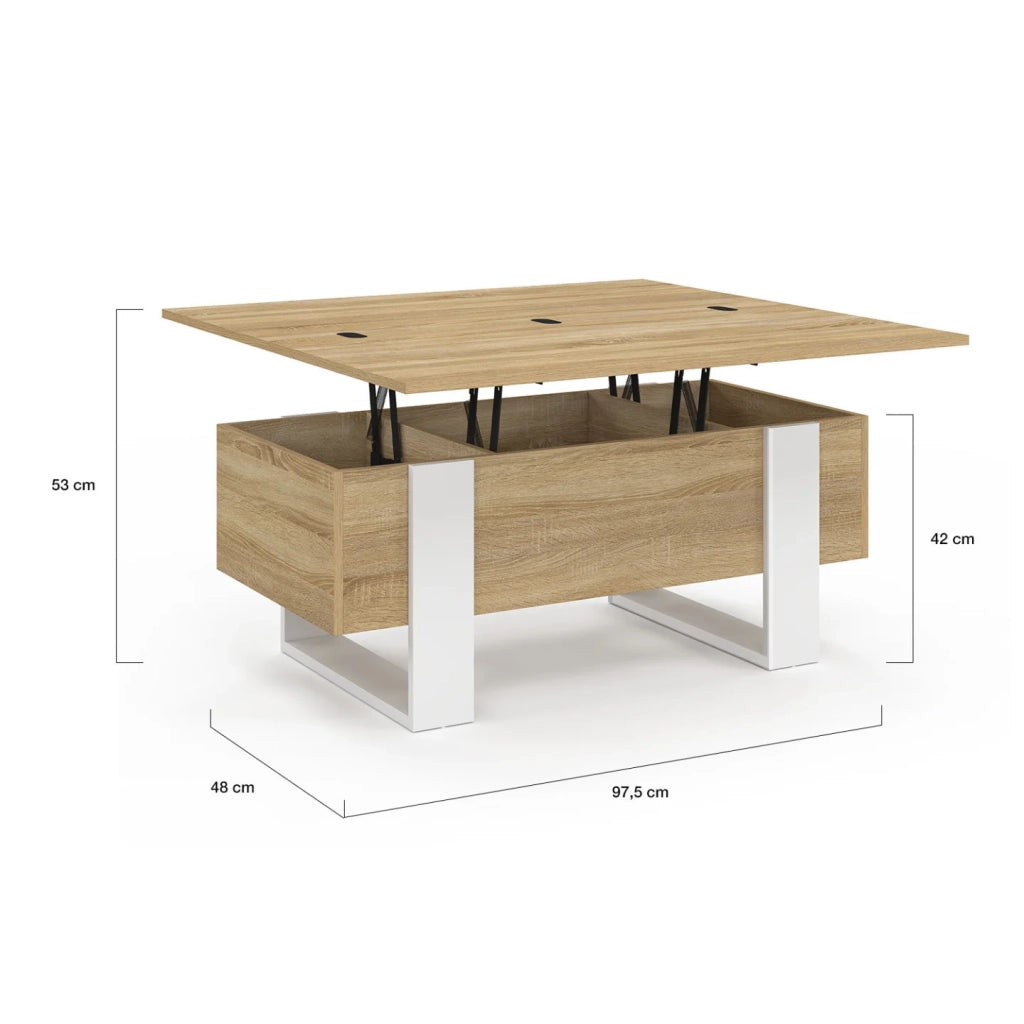 IDMarket - Tavolino rettangolare, trasformabile in un tavolo da pranzo PHOENIX in legno e bianco