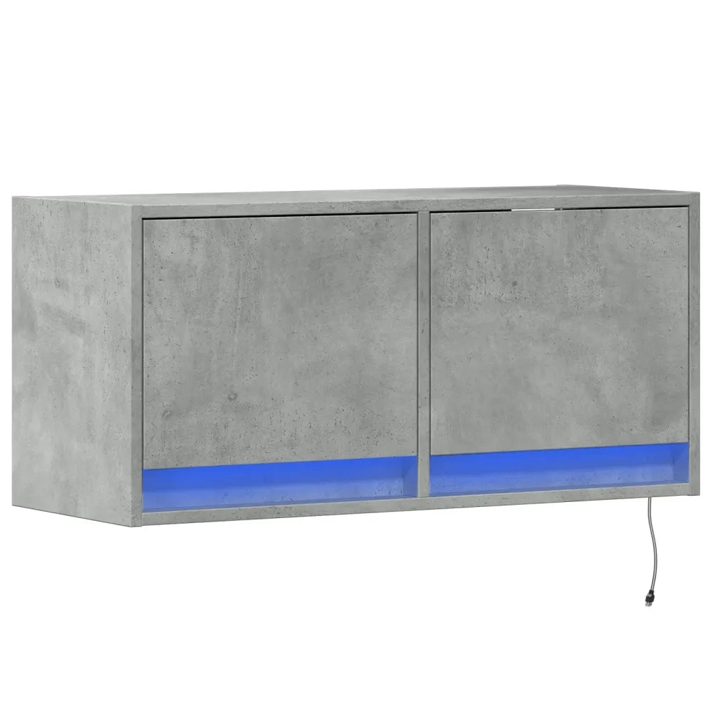 Mobile TV a Parete con Luci LED Grigio Cemento 80x31x35 cm 852358