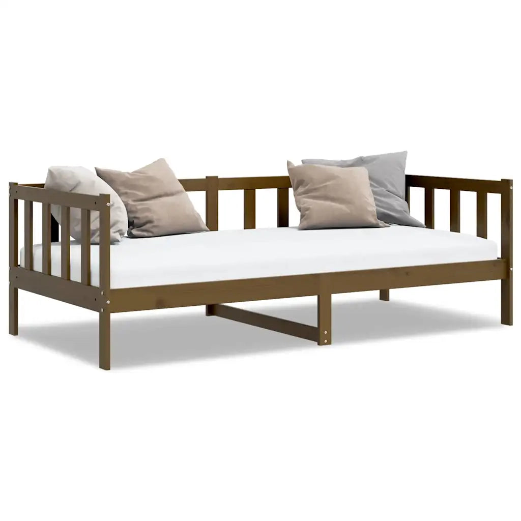 Letto singolo | Letto per adulti | Dormeuse Marrone Ambra in Legno Massello di Pino 90x200 cm